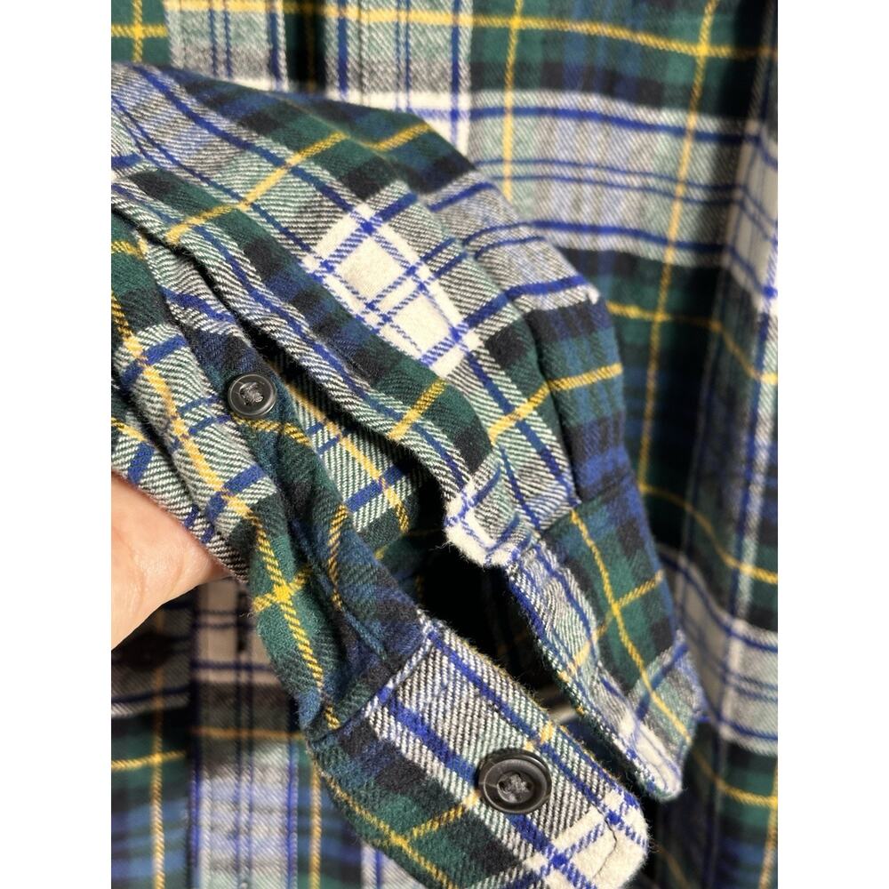 90s Grunge Green Plaid GAP Flannel‎ Shirt | Oversized Skater Indie - Picture 4 of 6